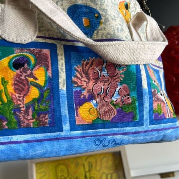 Paul Brent Coastal Life Nautical Fish Canvas Crossbody Bag - Picture 2 of 16